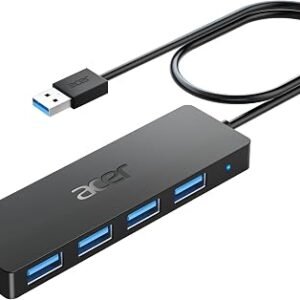USB Hub 4 Ports, Multiple USB 3.0 Hub, USBA Splitter for Laptop/PC 2FT