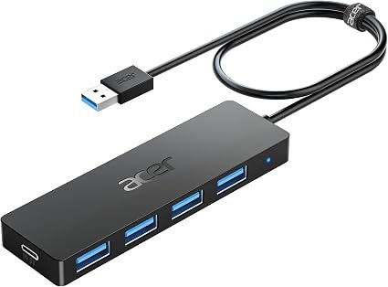 USB Hub 4 Ports, Multiple USB 3.0 Hub, USBA Splitter for Laptop/PC 2FT