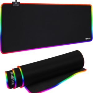RGB Gaming Mouse Pad, 31.5x11.8 in Extended LED Desk Mat, Black