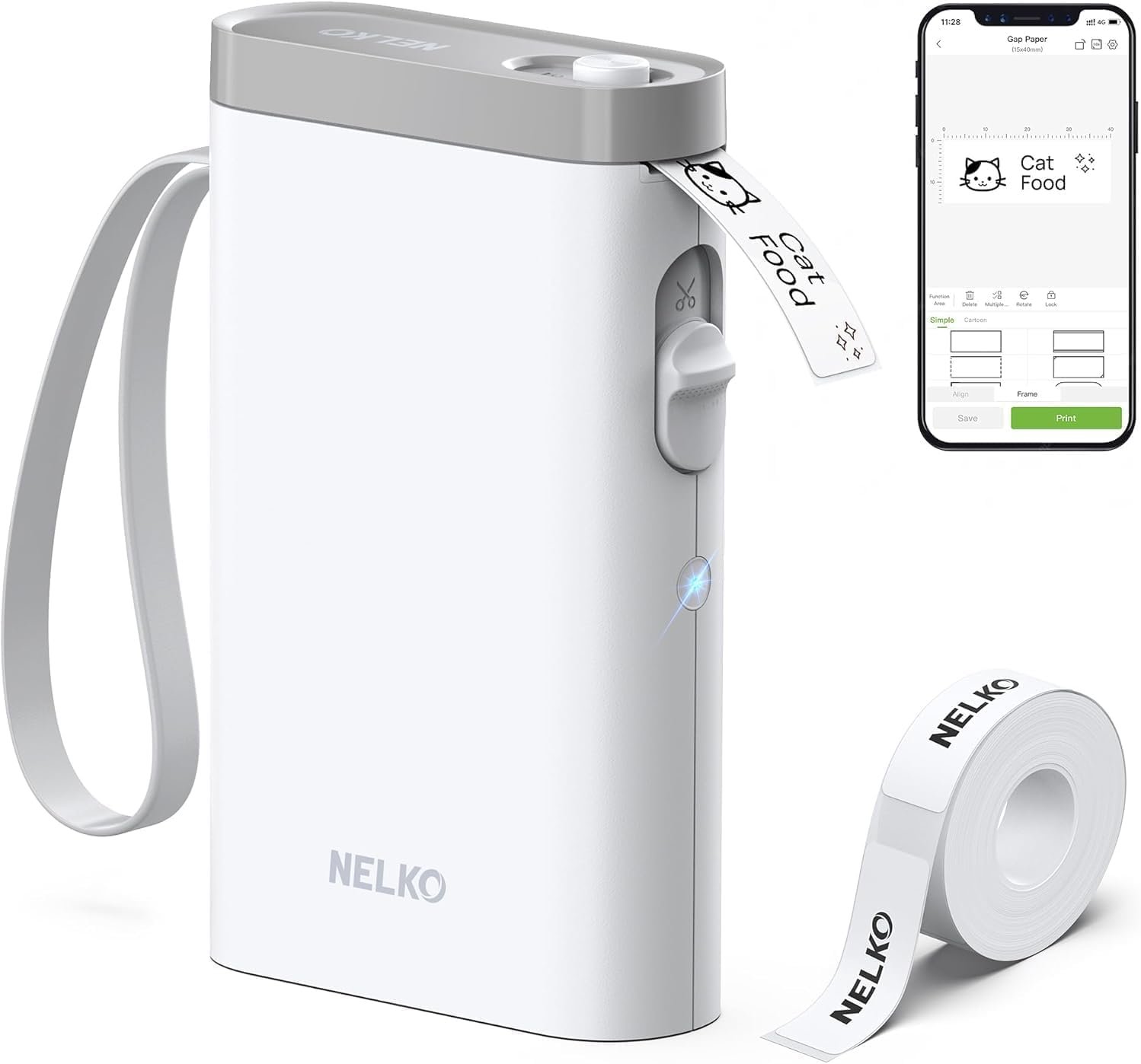 Label Maker Machine with Tape, Bluetooth Label Printer, White