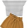 Girls 2 Piece Outfit Drop Shoulder Sleeve Tops Paperbag Shorts Set