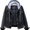 Women's Casual Detachable Hoodie Denim Jacket