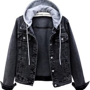 Women's Casual Detachable Hoodie Denim Jacket