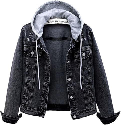 Women's Casual Detachable Hoodie Denim Jacket