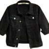 Women's 3/4 Sleeve Colored Cropped Denim Jacket Light Wash Short Jean Jacket Trucker Coat