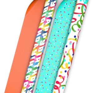 Reversible Birthday Wrapping Paper Rolls, 2-Rolls (Confetti, Dots)