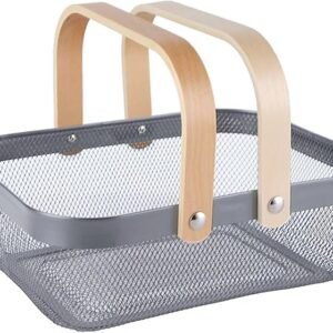 Metal Mesh Steel Basket, Storage Organizer Basket Garden