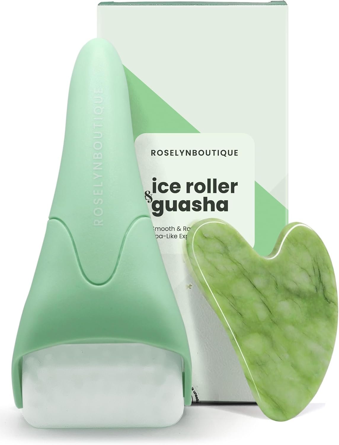 Gua Sha Facial Tools & Ice Roller for Face (Green)