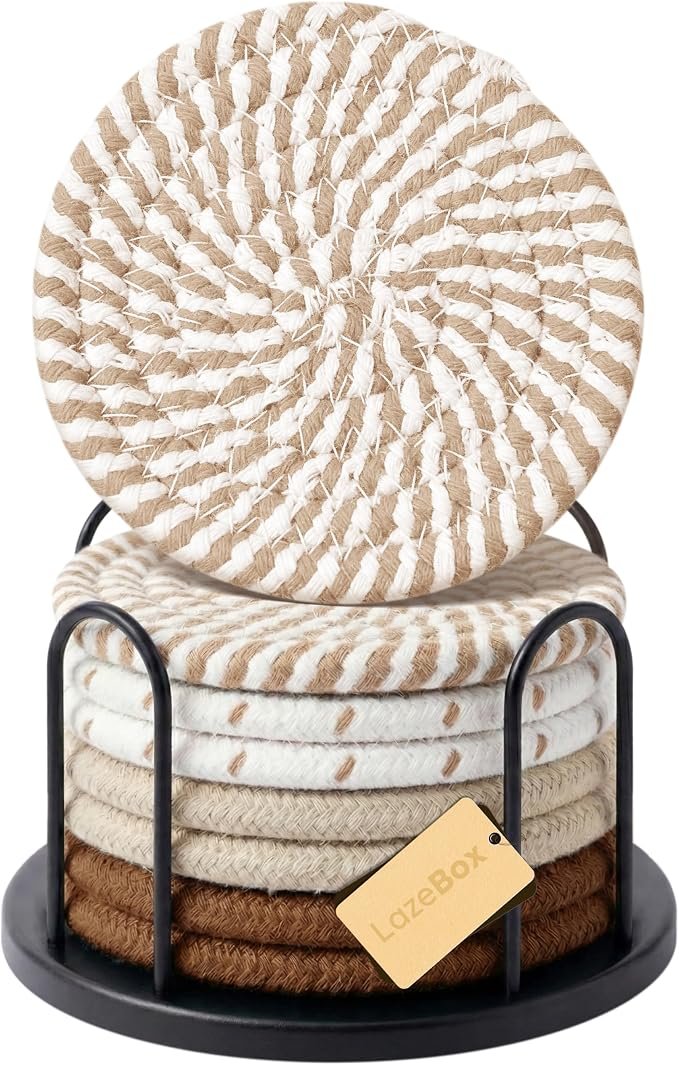 Coasters Set of 8 for Drinks, 4 Inch Large Coasters for Coffee Table