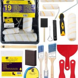 Paint Roller Kit, 19 pcs, Roller Set with Microfiber Sleeves & Frame