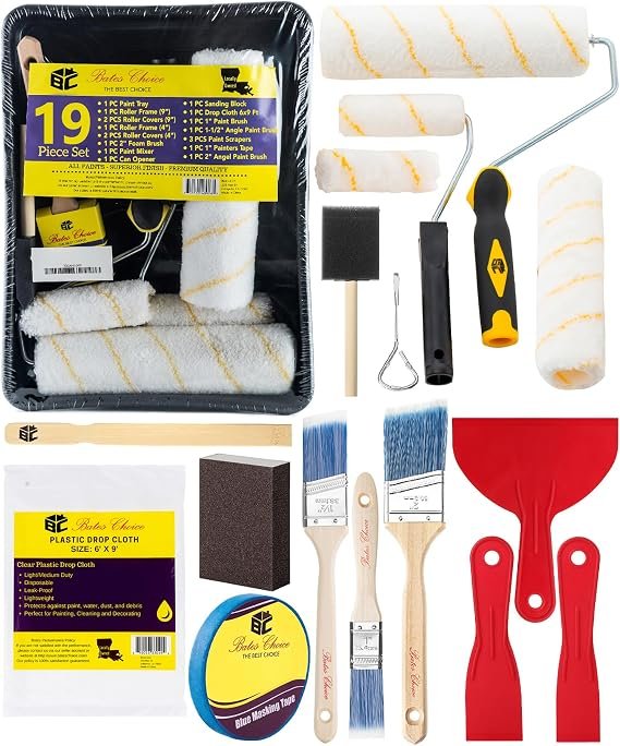 Paint Roller Kit, 19 pcs, Roller Set with Microfiber Sleeves & Frame