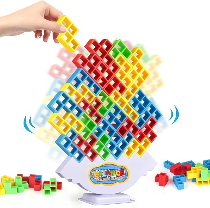 Tower Game with 22 Cards, Giant Tumble Balance Game for Kids, Family Games for Kids and Adults