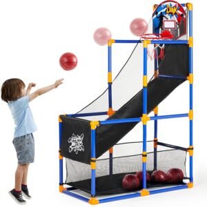 Arcade Basketball Game Set with 4 Balls and Hoop for Kids 3+ Years