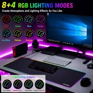 RGB Gaming Mouse Pad, 31.5x11.8 in Extended LED Desk Mat, Black
