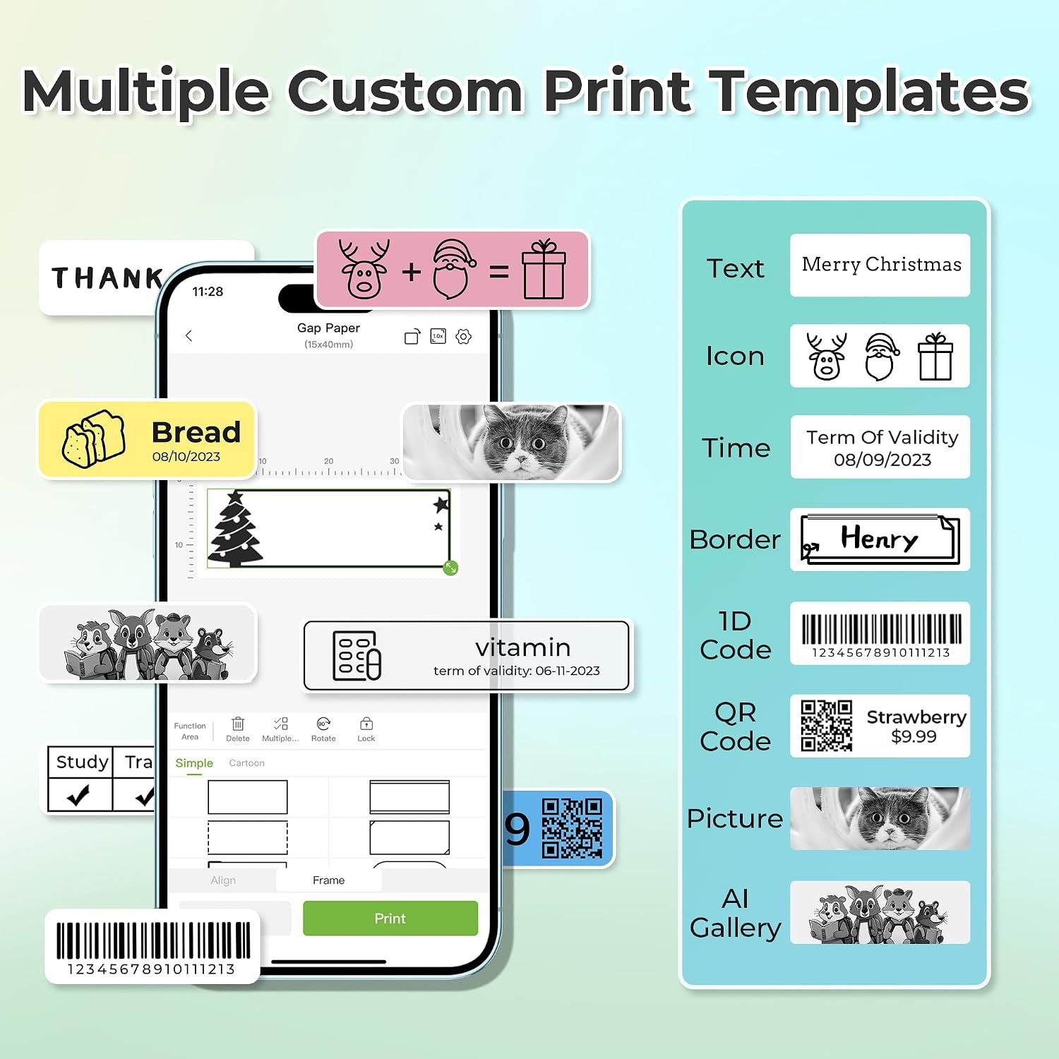 Label Maker Machine with Tape, Bluetooth Label Printer, White - Image 3
