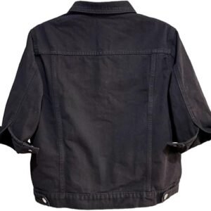 Women's 3/4 Sleeve Colored Cropped Denim Jacket Light Wash Short Jean Jacket Trucker Coat