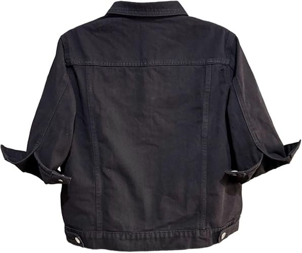 Women's 3/4 Sleeve Colored Cropped Denim Jacket Light Wash Short Jean Jacket Trucker Coat - Image 2