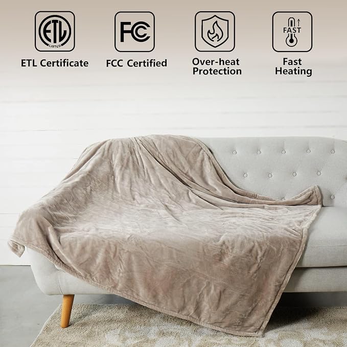 Heated Blanket Throw,Ultra Soft 2-Layer Flannel Electric Blanket - Image 2