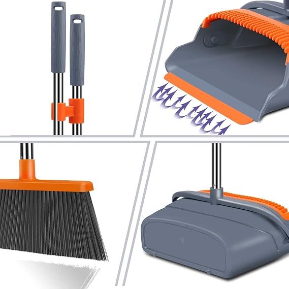 Broom and Dustpan Set, Self-Cleaning with Dustpan Teeth - Image 2