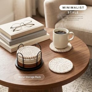 Coasters Set of 8 for Drinks, 4 Inch Large Coasters for Coffee Table