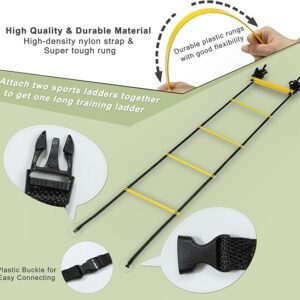 20ft Adjustable Agility Speed Ladder Training Ladder with Carry Bag - Soccer