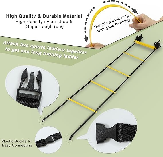 20ft Adjustable Agility Speed Ladder Training Ladder with Carry Bag - Soccer - Image 3