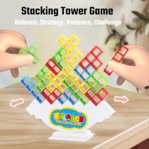 Tower Game with 22 Cards, Giant Tumble Balance Game for Kids, Family Games for Kids and Adults