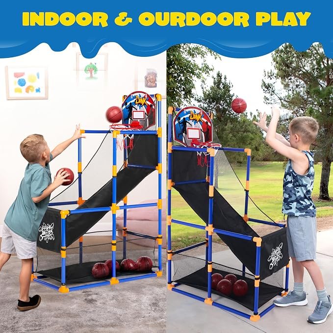 Arcade Basketball Game Set with 4 Balls and Hoop for Kids 3+ Years - Image 3