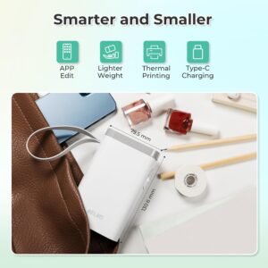 Label Maker Machine with Tape, Bluetooth Label Printer, White