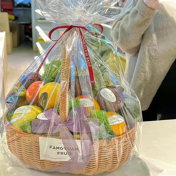 Clear Gift Bags 10 PCS 24x30 Inches Cellophane Wrap for Gift Baskets - Image 3