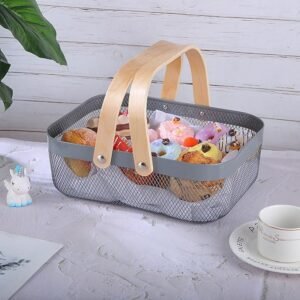 Metal Mesh Steel Basket, Storage Organizer Basket Garden