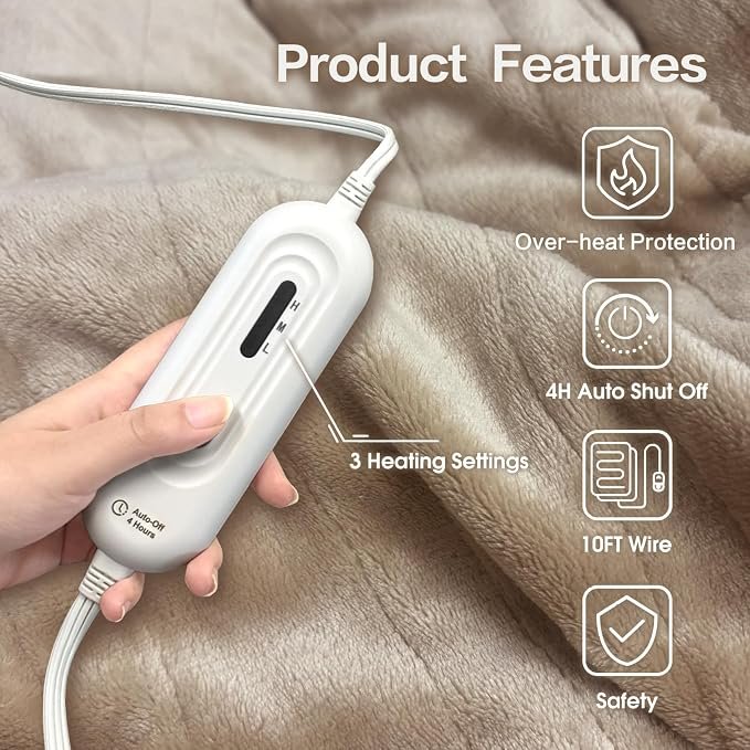 Heated Blanket Throw,Ultra Soft 2-Layer Flannel Electric Blanket - Image 3