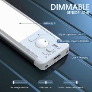 0inch Under Cabinet Lighting, 2 Pack Rechargeable Motion Sensor Light Indoor