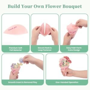 Wooden Pretend Play Toys for Kids, 22Pcs Flower Garden Playset