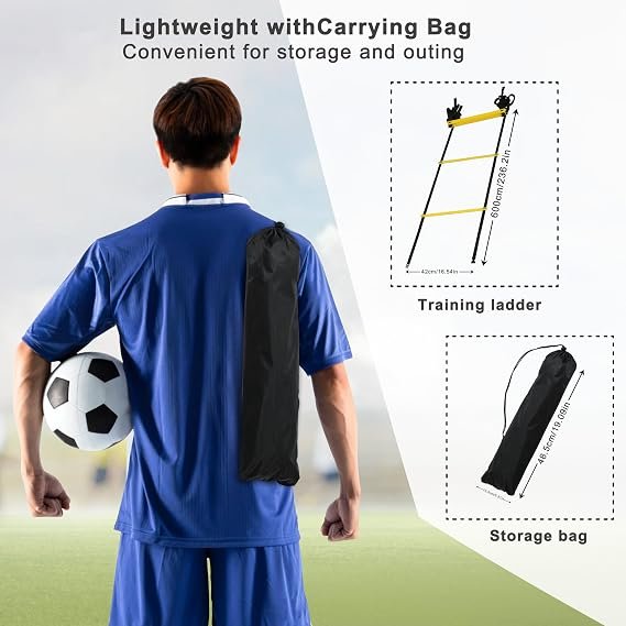 20ft Adjustable Agility Speed Ladder Training Ladder with Carry Bag - Soccer - Image 2