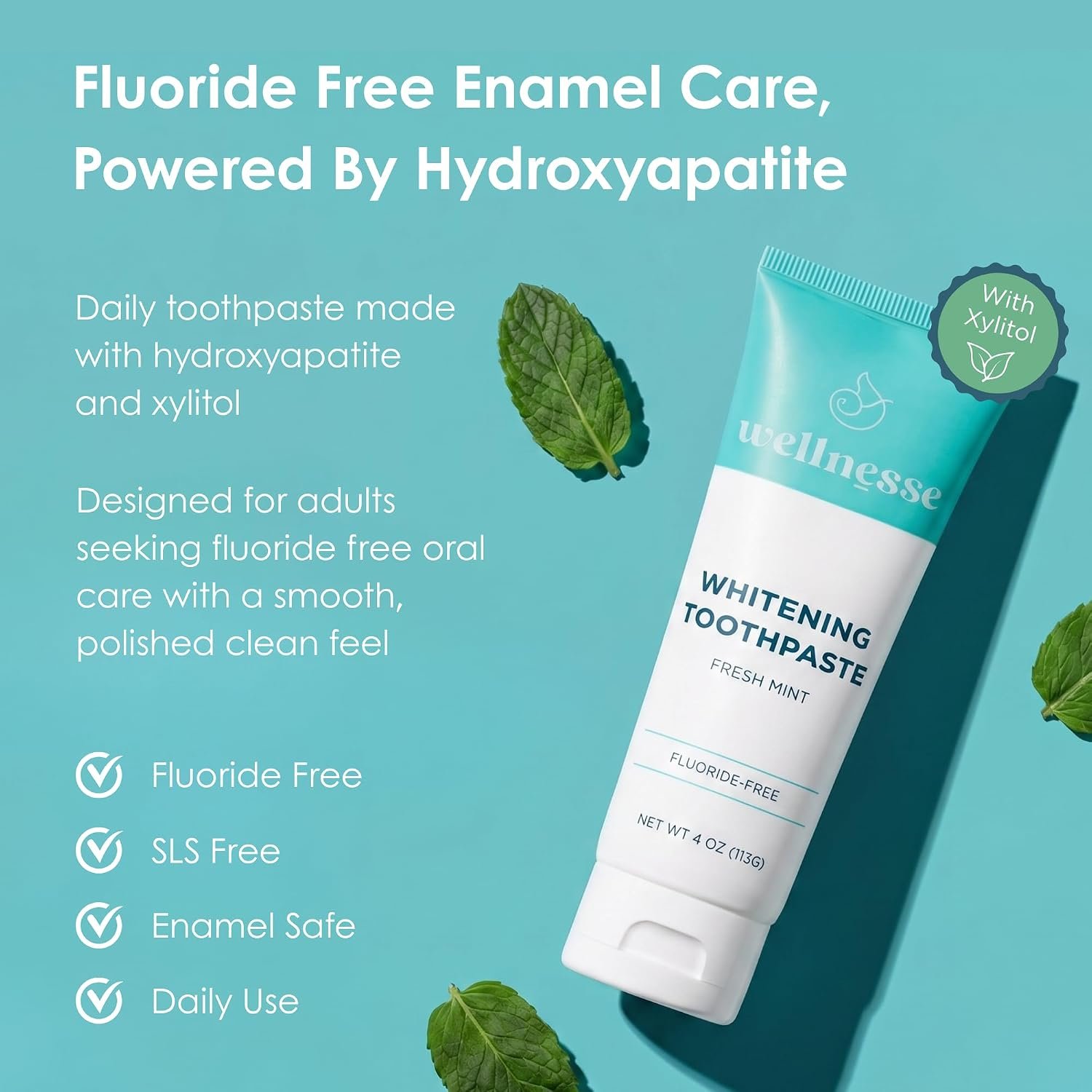 Toothpaste, Whitening, Fluoride Free, Fresh Mint, 4 Oz - Image 2