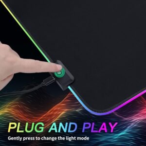 RGB Gaming Mouse Pad, 31.5x11.8 in Extended LED Desk Mat, Black