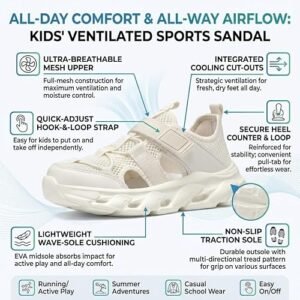 Sandals for Boys Girls Summer Mesh Breathable Athletic Sports Sandals with Adjustable Hook and Loop