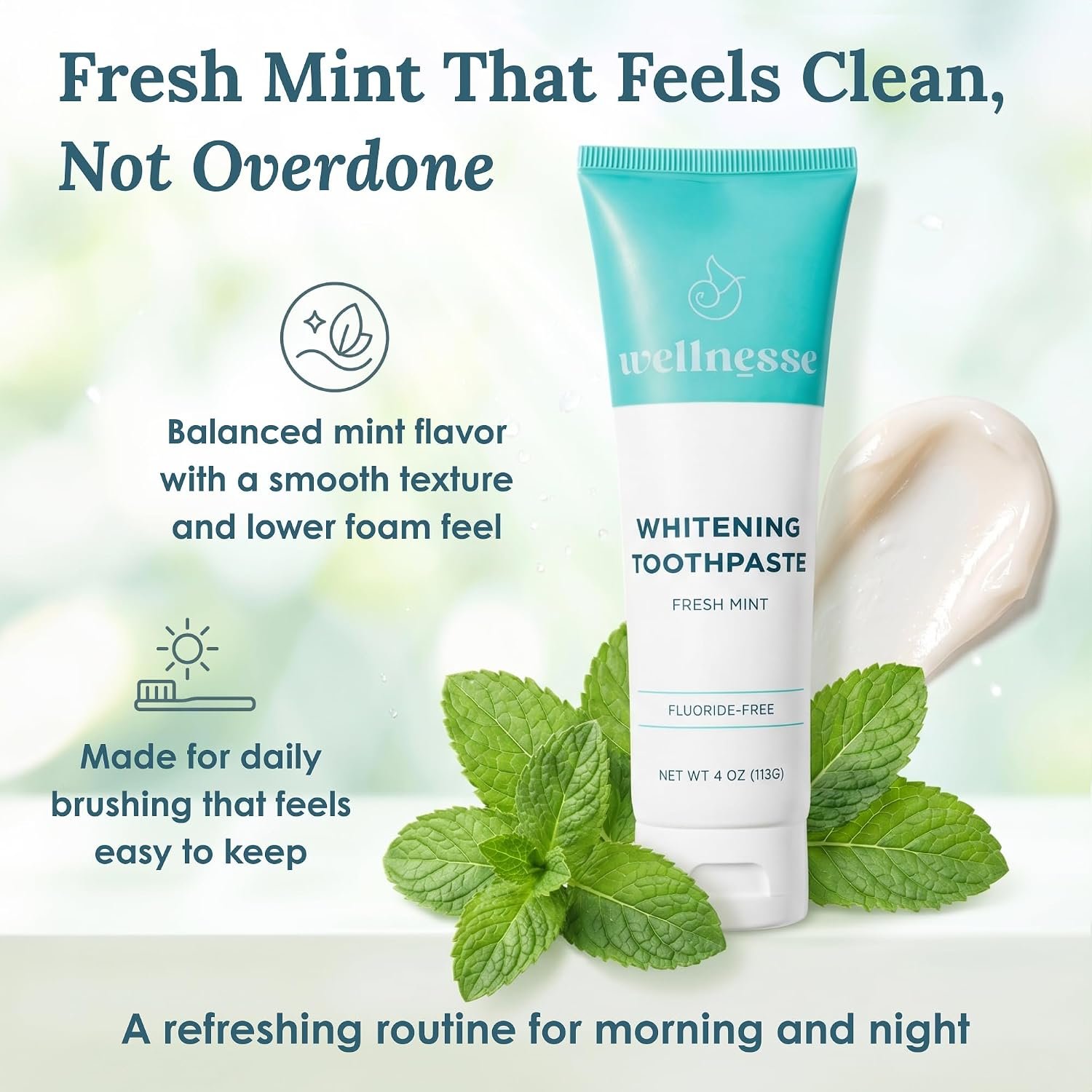 Toothpaste, Whitening, Fluoride Free, Fresh Mint, 4 Oz - Image 4