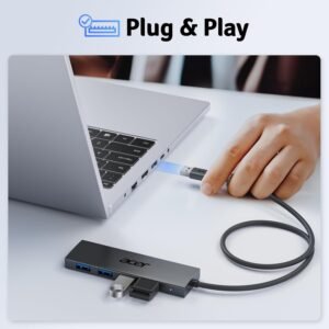 USB Hub 4 Ports, Multiple USB 3.0 Hub, USBA Splitter for Laptop/PC 2FT