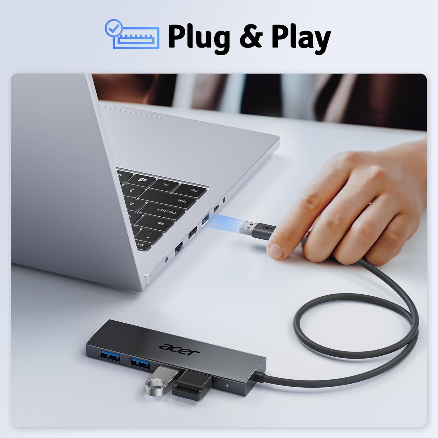 USB Hub 4 Ports, Multiple USB 3.0 Hub, USBA Splitter for Laptop/PC 2FT - Image 4